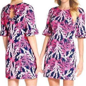 Lilly Pulitzer Fiesta Stretch Dress Nauti Navy Beyond the Sea‎ Pink Coral 2 NEW